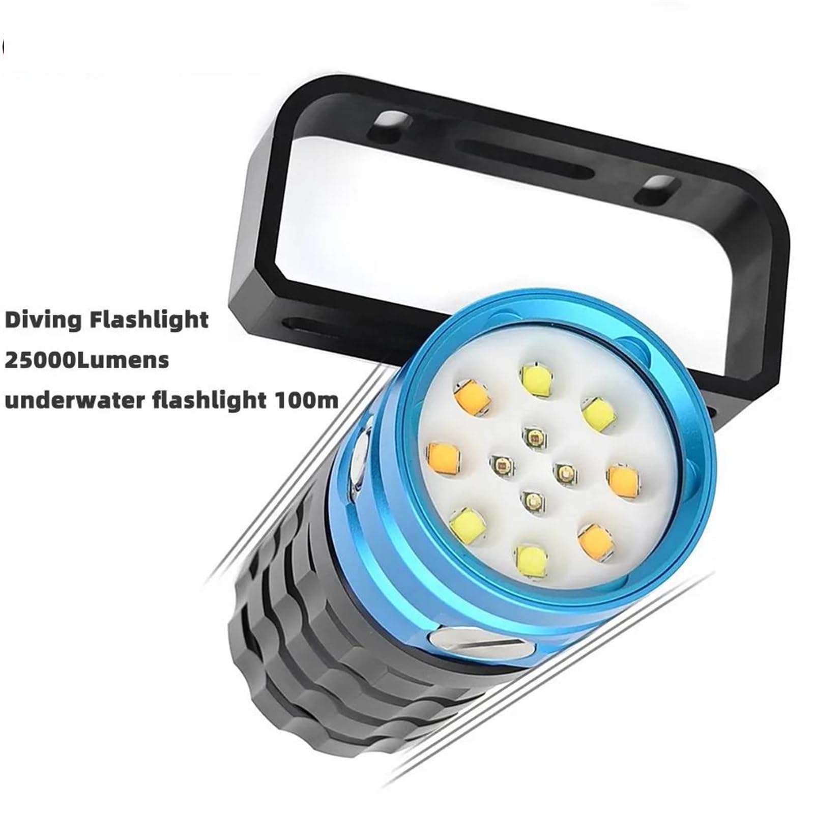 Torcia Subacquea 25000 Lumen Subacqueo 100M Fotografia Tattico Diving Light Video Video, IPX8 Impermeabile ARA Luce Subacquea, Torcia Sottomarina Di Piccole Dimensioni,Nero