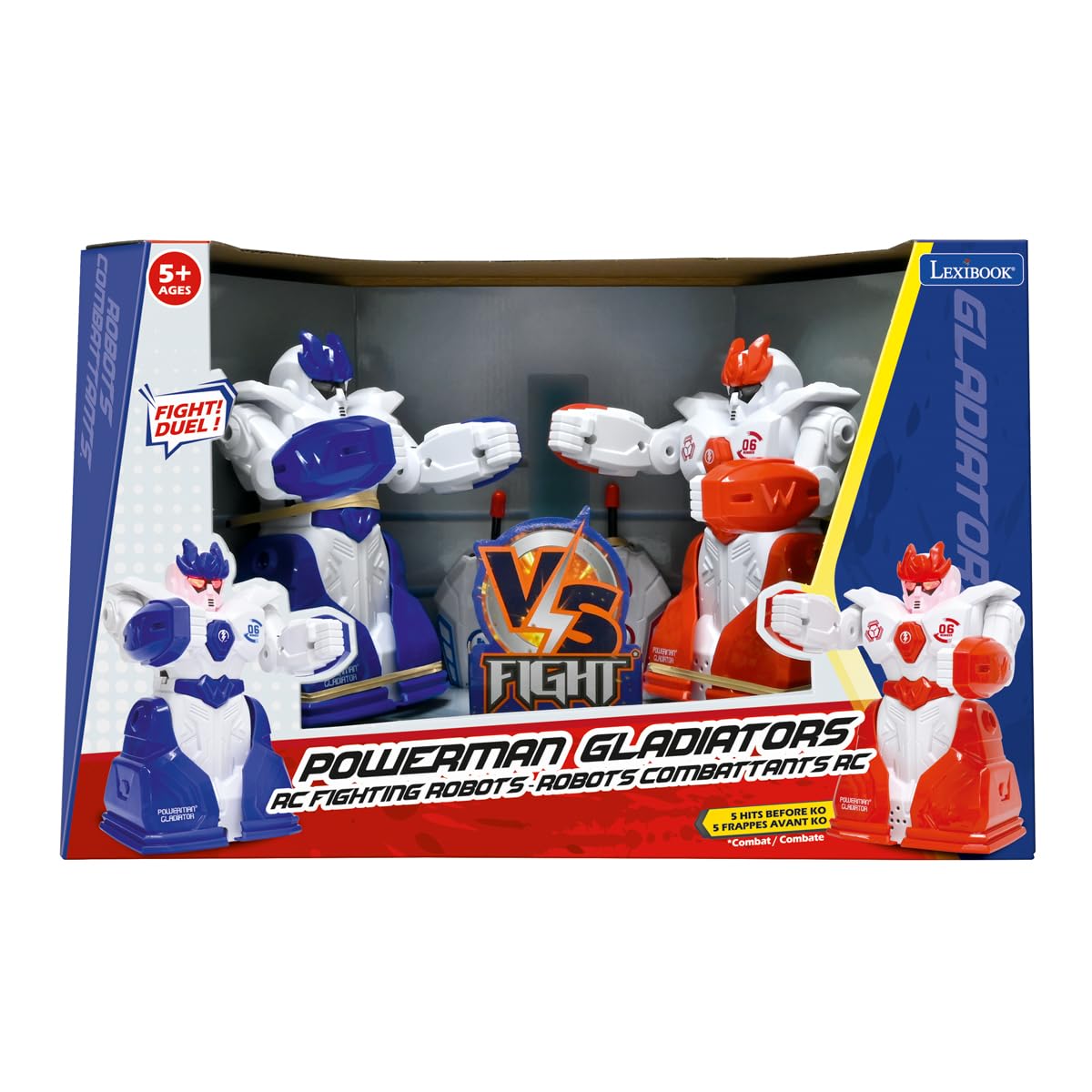 Lexibook, Powerman Gladiators, Robot da Combattimento telecomandati, modalità di Combattimento a duello, 5 Colpi Prima del K.O., Effetti sonori e Luminosi, Blu/Rosso, ROBDUOLXB