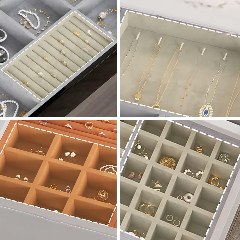 Organizador de joyas, bandeja apilable para collares, aretes y anillos, solución de almacenamiento eficiente