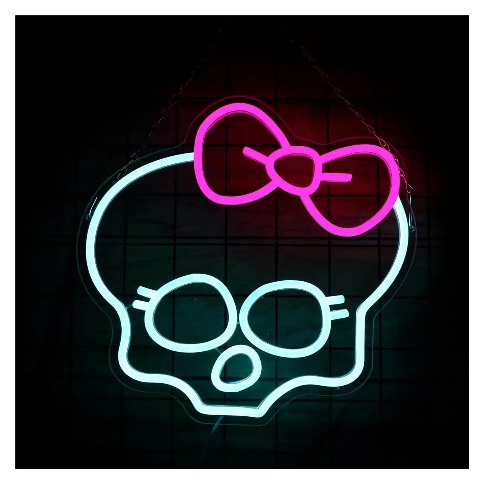 XENITE Hanging Art Neon Signs Skull Neon Sign USB Dimmab LED Lights for Bedroom Man Cave Bar Tiki Gaming Room Decoration 33x32cm