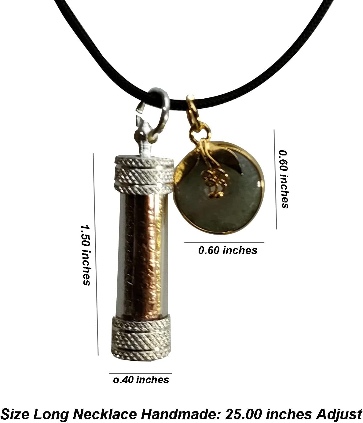 “3 Kings Silver–Gold Takrud with Jade Donut – Thai Feng Shui Talisman Necklace for Protection & Prosperity”