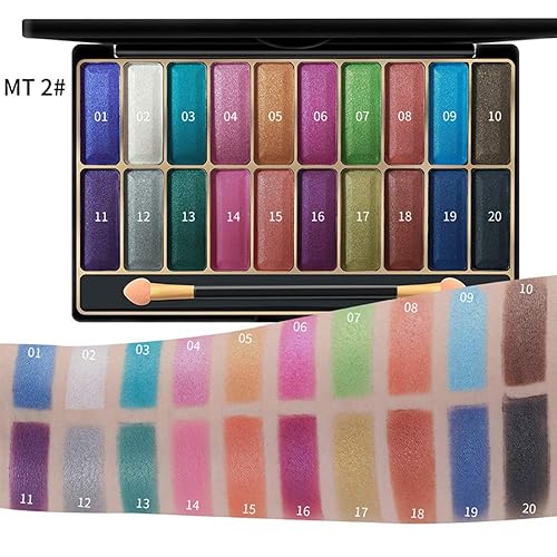 Miniatura 3 de DISAAR Beauty Paleta de sombra de ojos húmedos de 20 colores brillantes con purpurina en polvo de talco dorado 3D, impermeable, tecnología nano