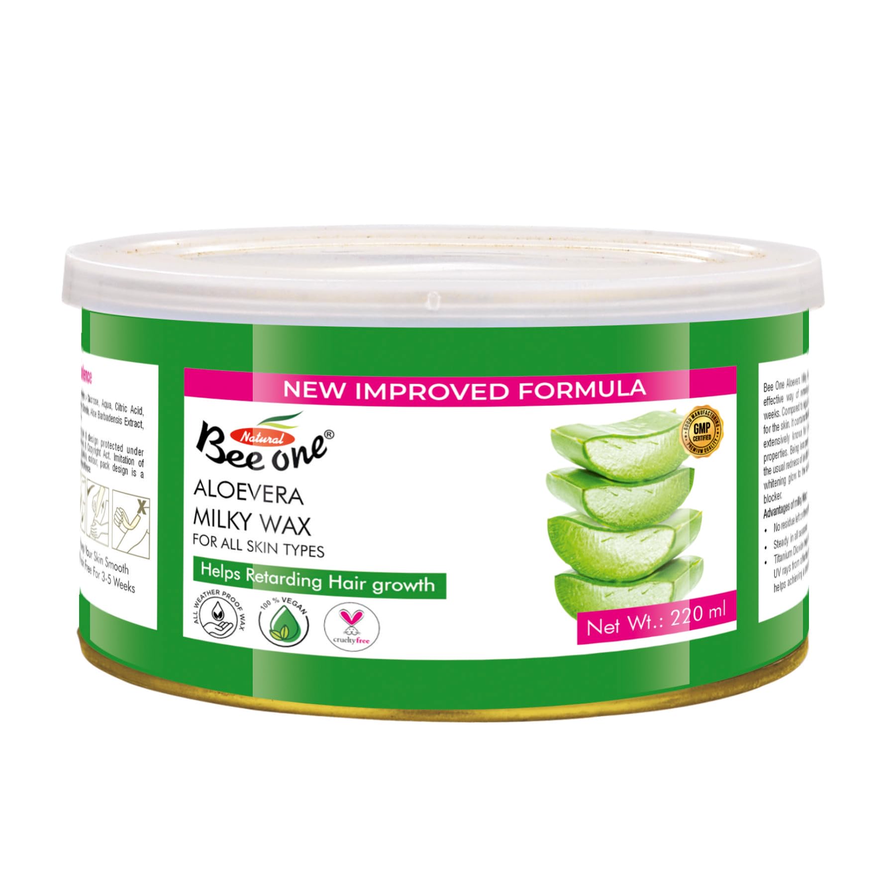 Aloevera Milky Wax, 220g for Painless Hair Removal and Smooth Silky Soft Skin