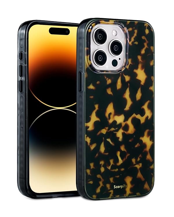 SCORPIFY for iPhone 15 Pro Case [Compatible with MagSafe] with Dark Brown Tortoise Shell Design, Cute Brown Magnetic Phone Cover for Women Girls, Slim Shockproof Bumper with Stylish Pattern by SCORPIFY - Used condition - US$8.71