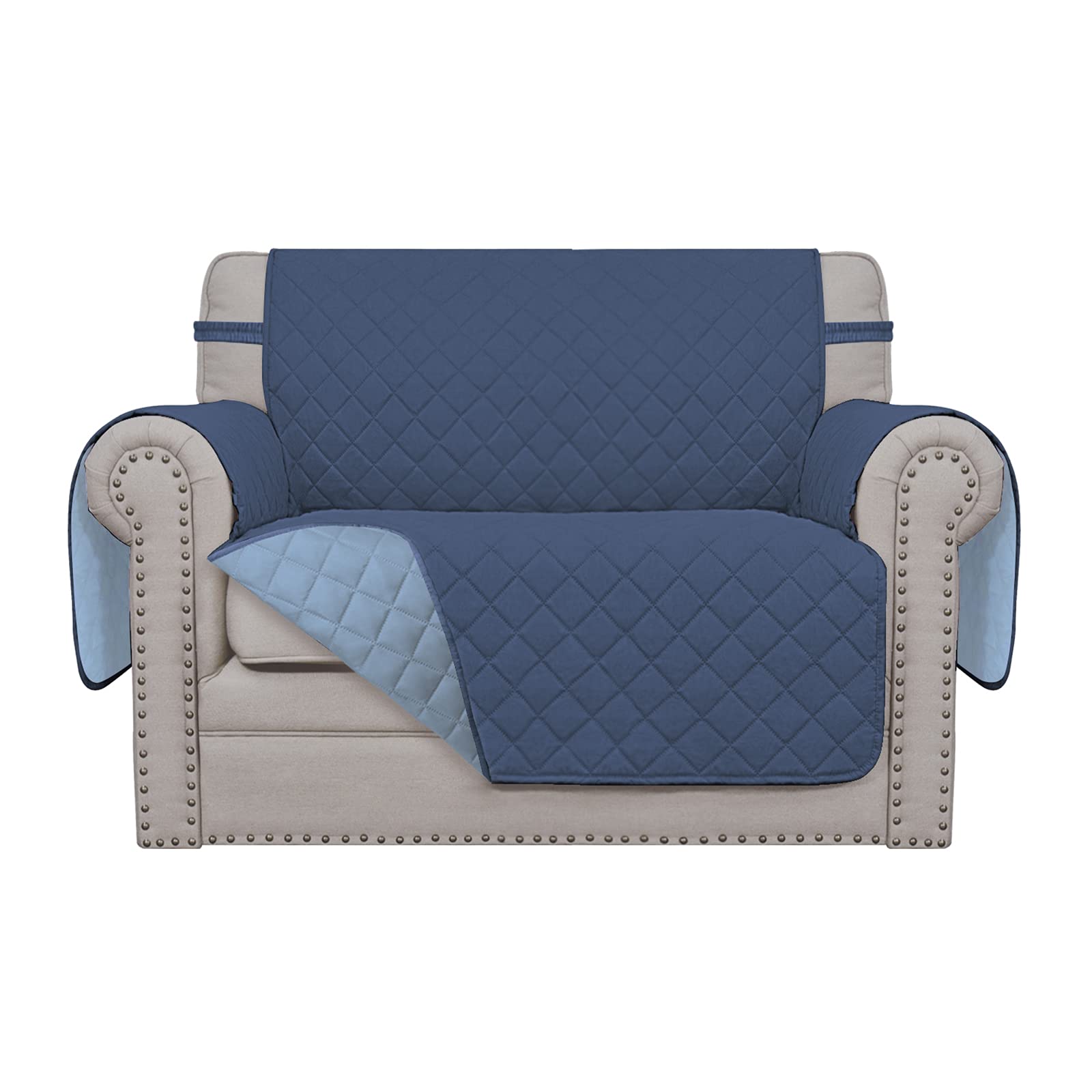 Easy-Going Oversized Chair Sofa Slipcover Reversible Sofa Cover Water Resistant Couch Cover Furniture Protector Cover with Elastic Straps for Pets Dog (Oversized Chair, Dark Blue/Light Blue)