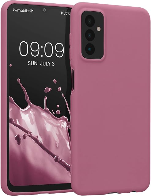 kwmobile TPU Case Compatible with Samsung Galaxy M13 - Case Soft Slim Smooth Flexible Protective Phone Cover - Dark Rose