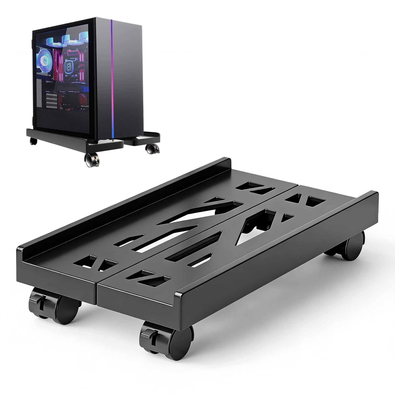 Adjustable PC Tower Stand with 4 Wheels, Computer Tower Stand, PC Stand