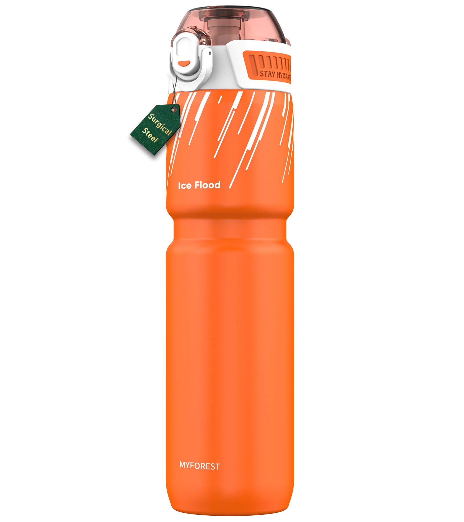 MYFOREST 24oz/700ml Insulated Bike Water Bottle, Odor-Free Surgical Steel Liner