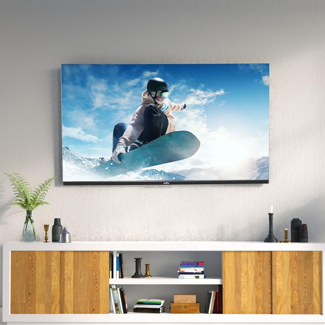 Diagram showing the dimensions of the Kenstar 43-inch TV: 96.5 cm width, 57 cm height, 63.5 cm total height with stand, and 109 cm diagonal screen size.
