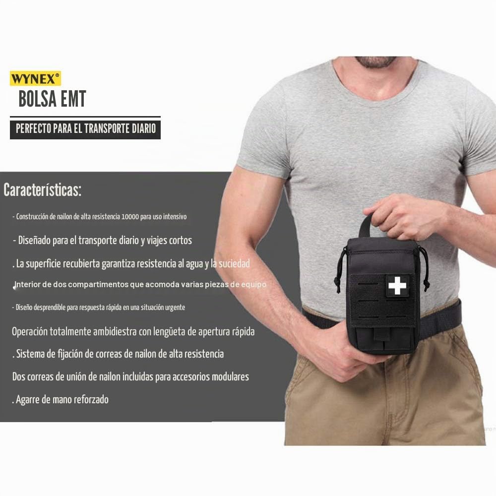WYNEX Bolsa táctica de primeros auxilios, diseño cortado con láser, bolsa Molle EMT, bolsa de supervivencia IFAK, bolsa de supervivencia, organizadora médica de emergencia, incluye parche de cruz roja