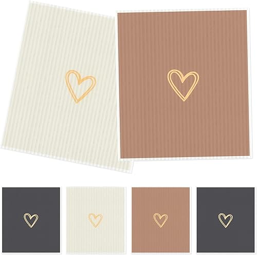 Knagsfa 6 paños de cocina suecos reutilizables, paños de limpieza de esponja con corazón de amor, sin olor, biodegradables, superabsorbentes,