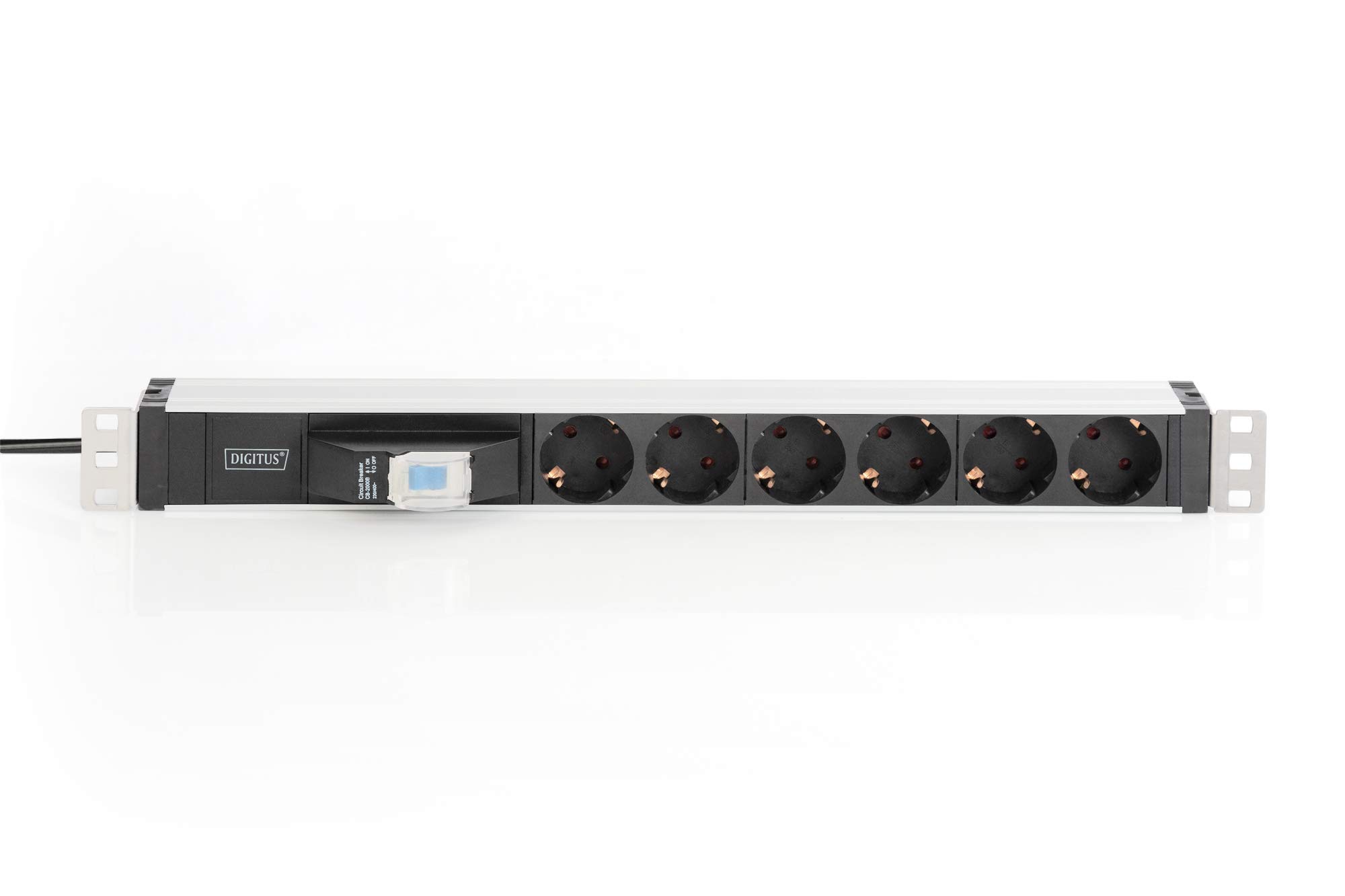 DIGITUS Regleta de 19" - 6 tomas - 1U - 250VAC - 50/60Hz - 16A - 4000W - Con interruptor de protección de línea