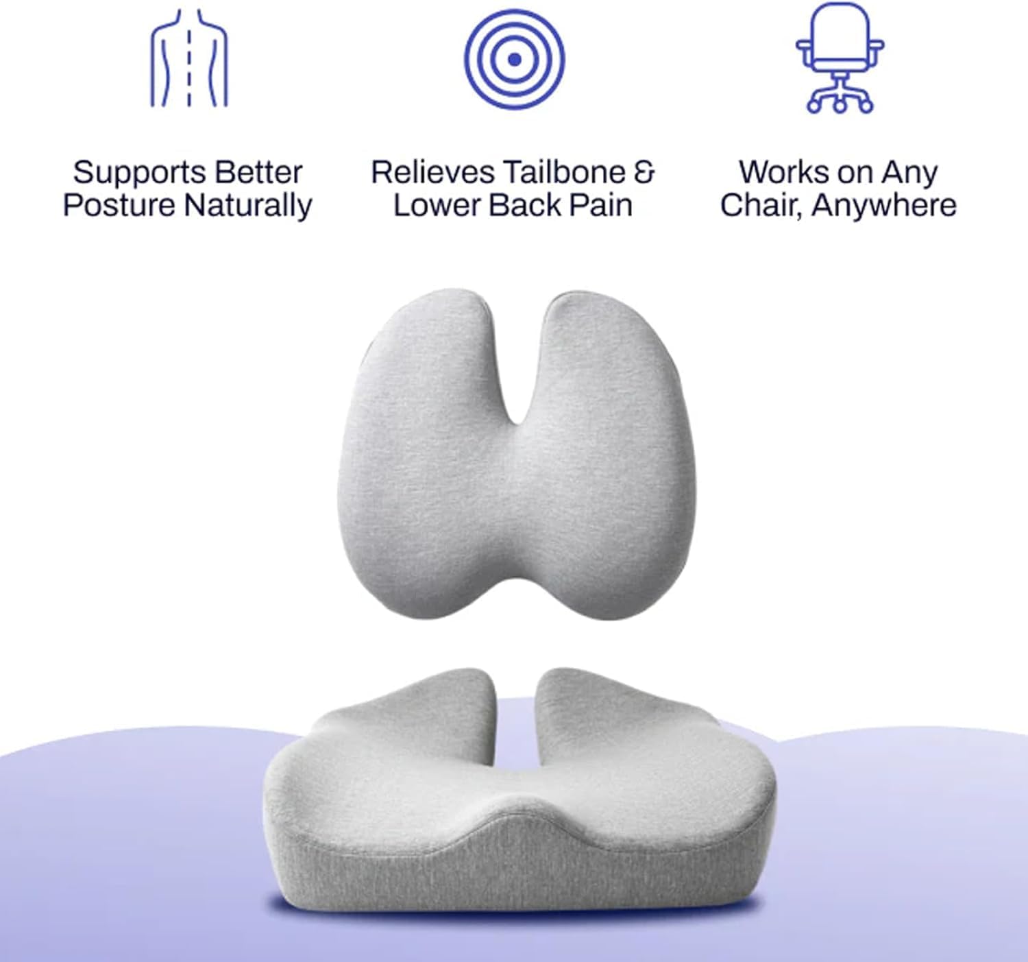 Nordic Comforts Seat & Lumbar Cushion, Happicartus Seat Cushion, Nordicscomforts Orthopedic Lumbar Cushion with Detachable Pillowcase for Office – Hip & Sciatic Comforts, Long-Lasting (White)