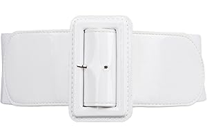 Wide Buckle Stretchy White Costume Belt