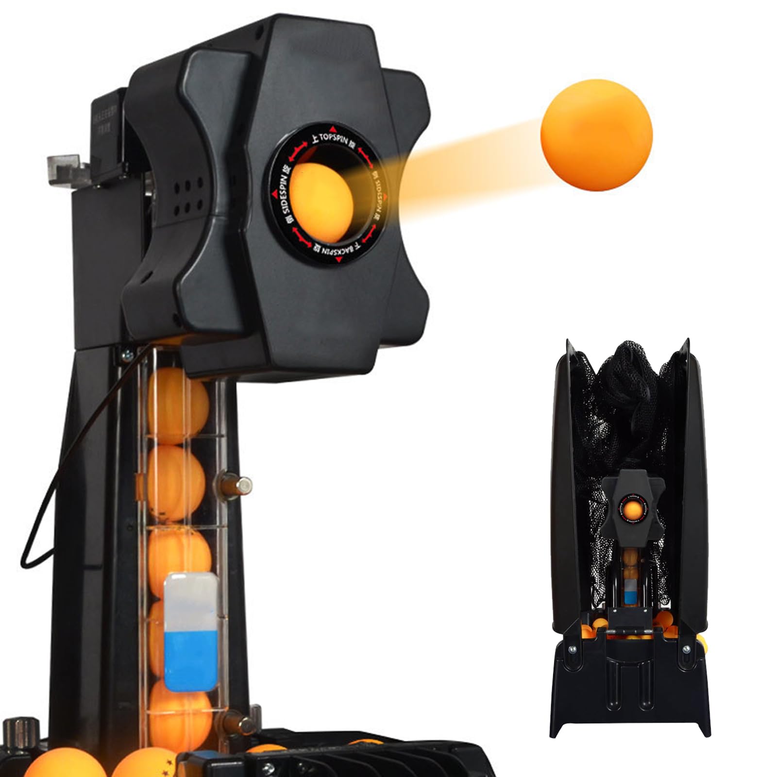 Robot da Tennis Tavolo, Lancia Palline da Ping Pong Automatico | Telecomando, Rete di Raccolta delle Palline, Velocità e Frequenza Regolabili, Capacità di 300 Palline