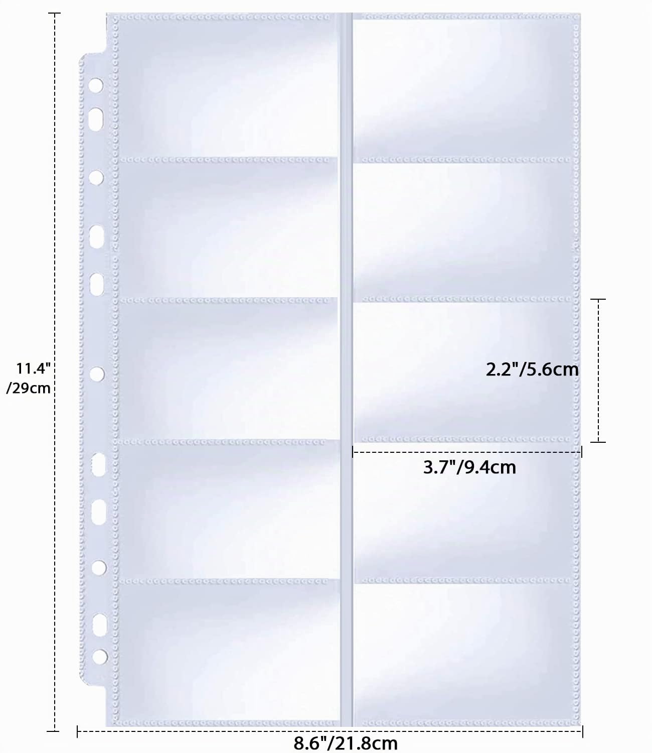WITHYU 600 Tasche per Biglietti da Visita, Fogli Raccoglitori, Pagine ad Anelli 2/3/4, 10 Tasche Doppia Faccia, Polipropilene A4 Trasparente