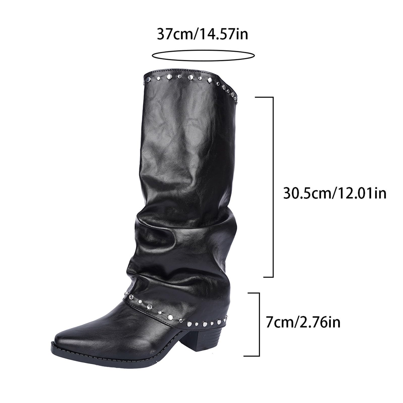 Botas de Invierno Mujer Botas Altas hasta la Rodilla con tacón Grueso, Punta Afilada, Estilo sin Cordones, Botines Moda, caña Ancha Holgada.