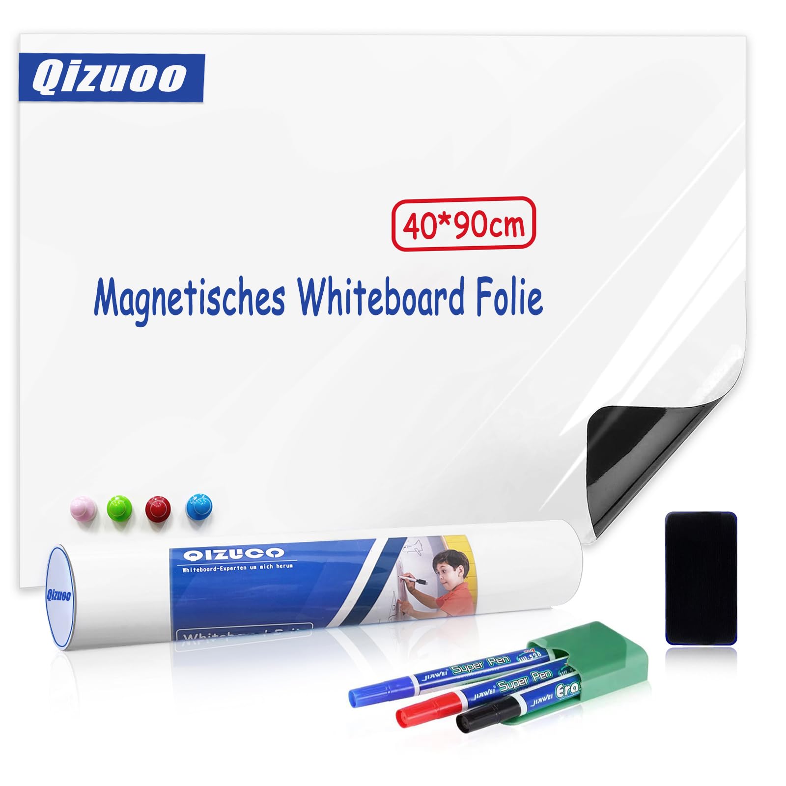 thumbnail: Magneetfolie Whiteboard 40x90 Cm - Zelfklevend Afwisbaar Bord Voor Kantoor, School Of Thuis