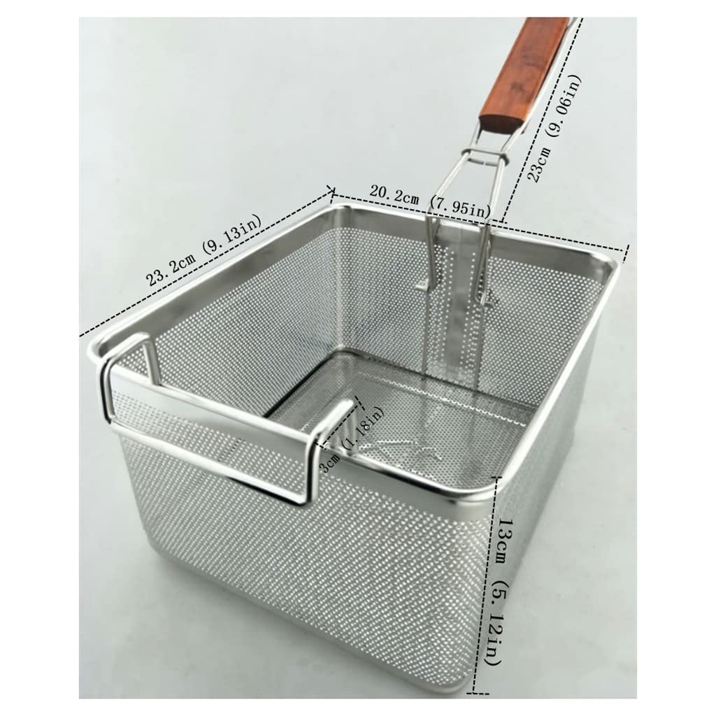 NEBE Panier à Friteuse Basket de friture carrée en Acier Inoxydable Filtre de résidu d'huile Filtre Frit Blue Pomme de Terre Outil adapté à la Table Service Restaurant Famille Panier à Frire
