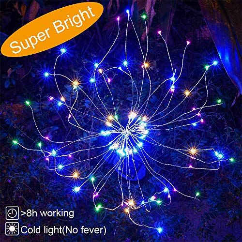Solar Garden Decorative Lights Outdoor -Mopha Solar 120LED Powered 40Copper Wires String Landscape Light-DIY Flowers Fireworks Trees for Walkway Patio Lawn Backyard,Christmas Party Decor(Multi-Color)