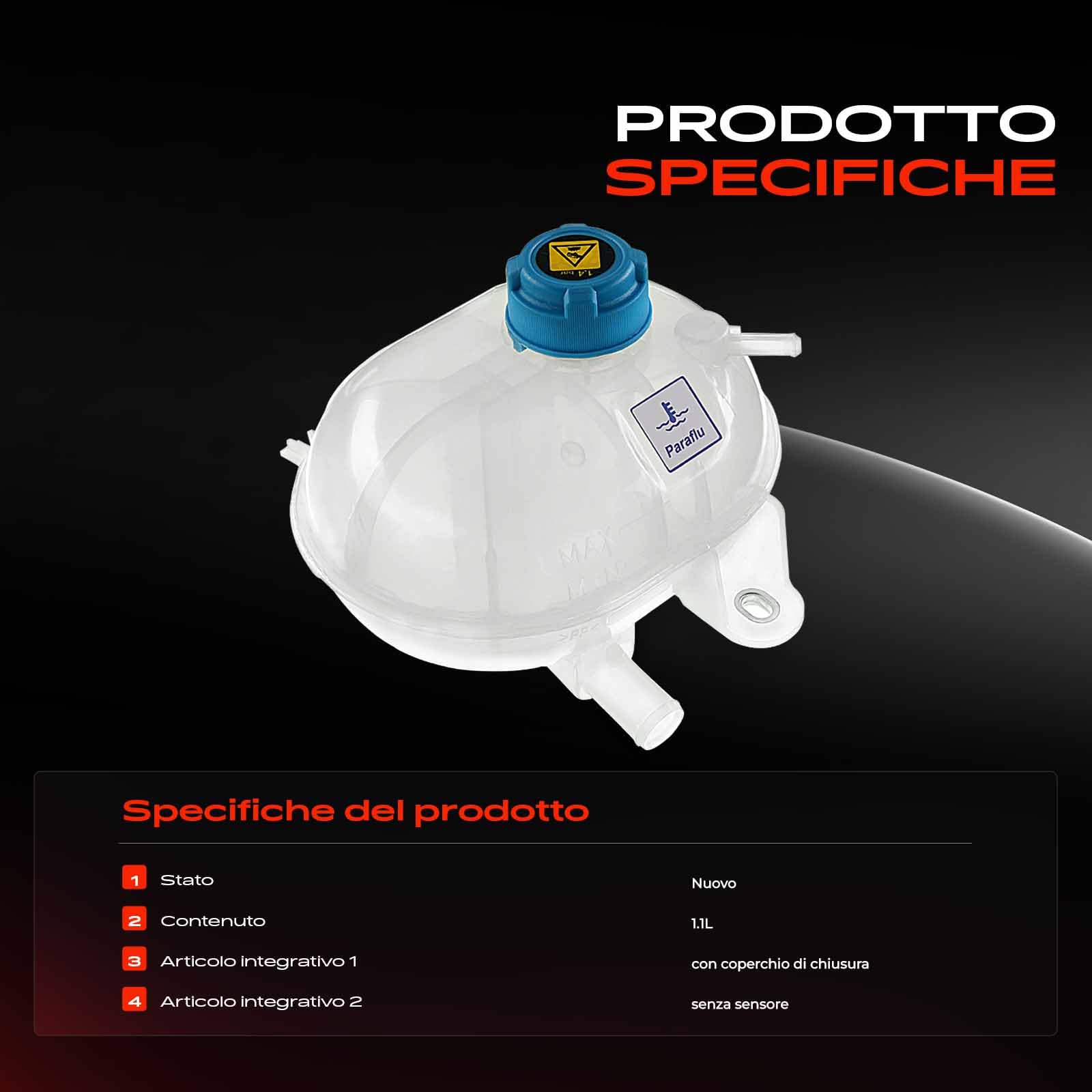 Frankberg Serbatoio di Espansione Refrigerante Intestazione Serbatoio Raffreddamento Compatibile con KA RU8 1.2 169 1.2 169 1.1 169 1.2 4x4 169 1.2 Natural Power Replace# 51956876