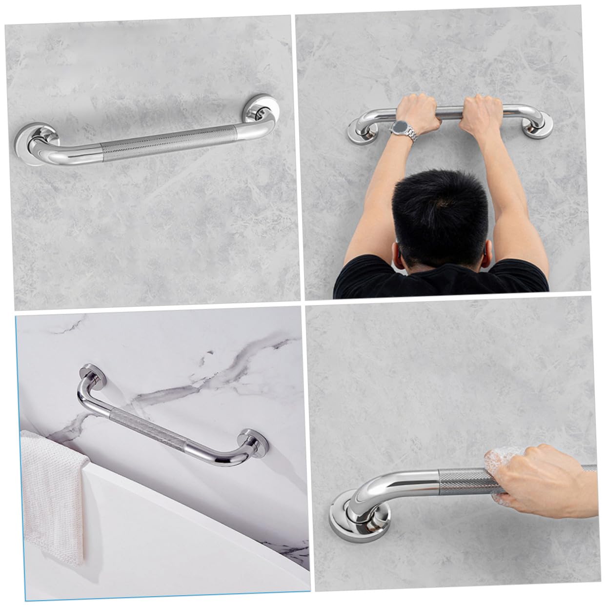 Barra De Apoyo Antideslizante Sus304 De Acero Inoxidable 40 Cm, Asidero Para Baño y Ducha, Barra De Seguridad Para Personas Mayores, Soporte Resistente y Estable Para Uso Baño