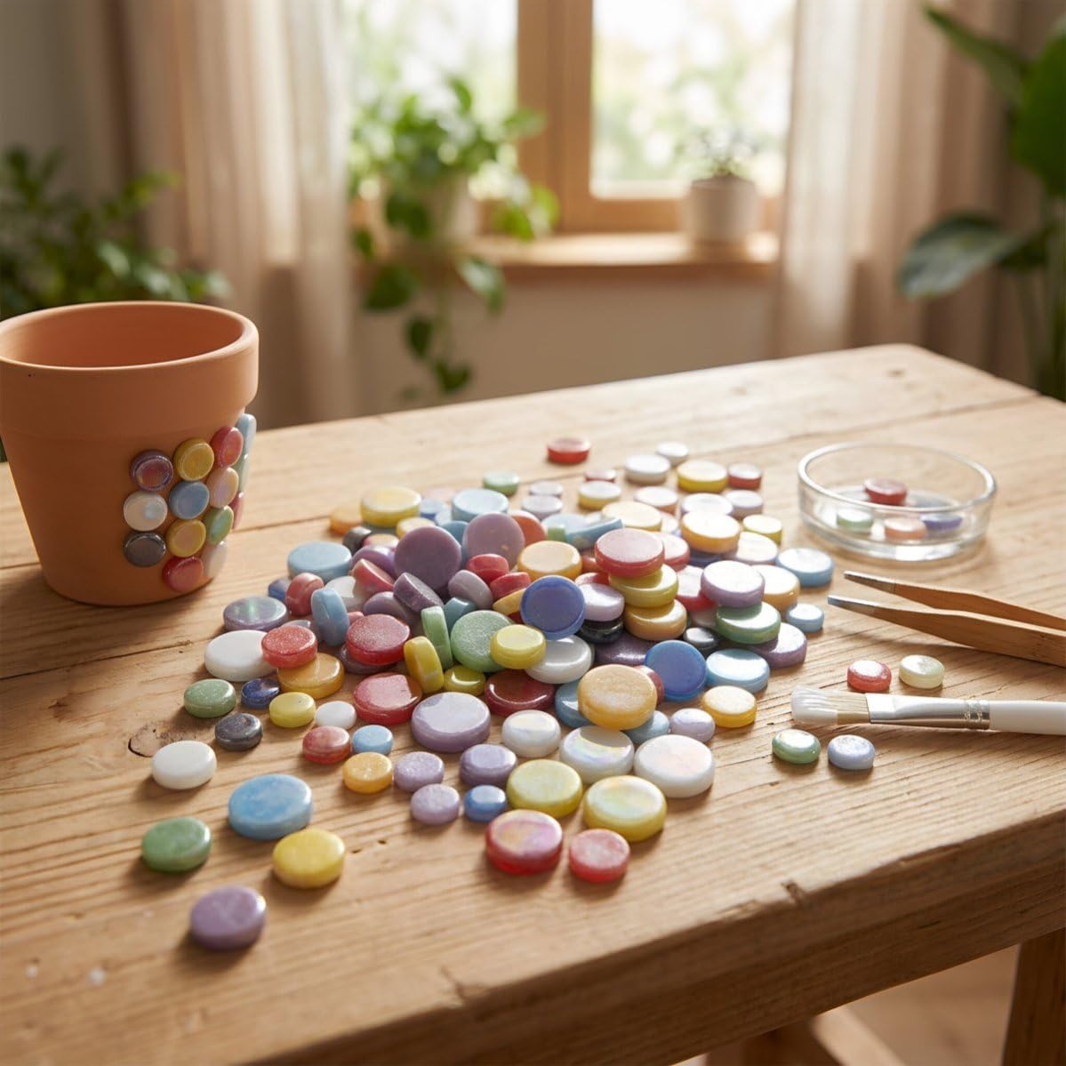 Tessere di Mosaico in Vetro Rotonde Piatte per Lavori Creativi
