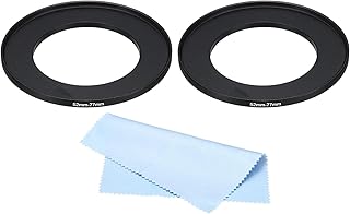 PATIKIL 52mm-77mm Metal Step Up Ring with Cleaning Cloth, 2 Pack Camera Lens Filter Adapter Ring Aluminum Filter Adapter Ring for Camera Lenses Hood, Black