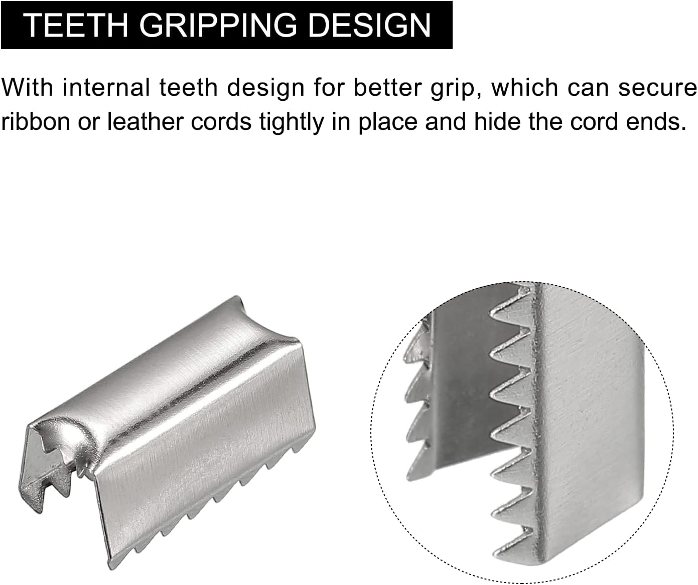 uxcell Fold Over Crimp End Caps,200Pcs 12x5mm Ribbon Crimp End Fasteners image 5