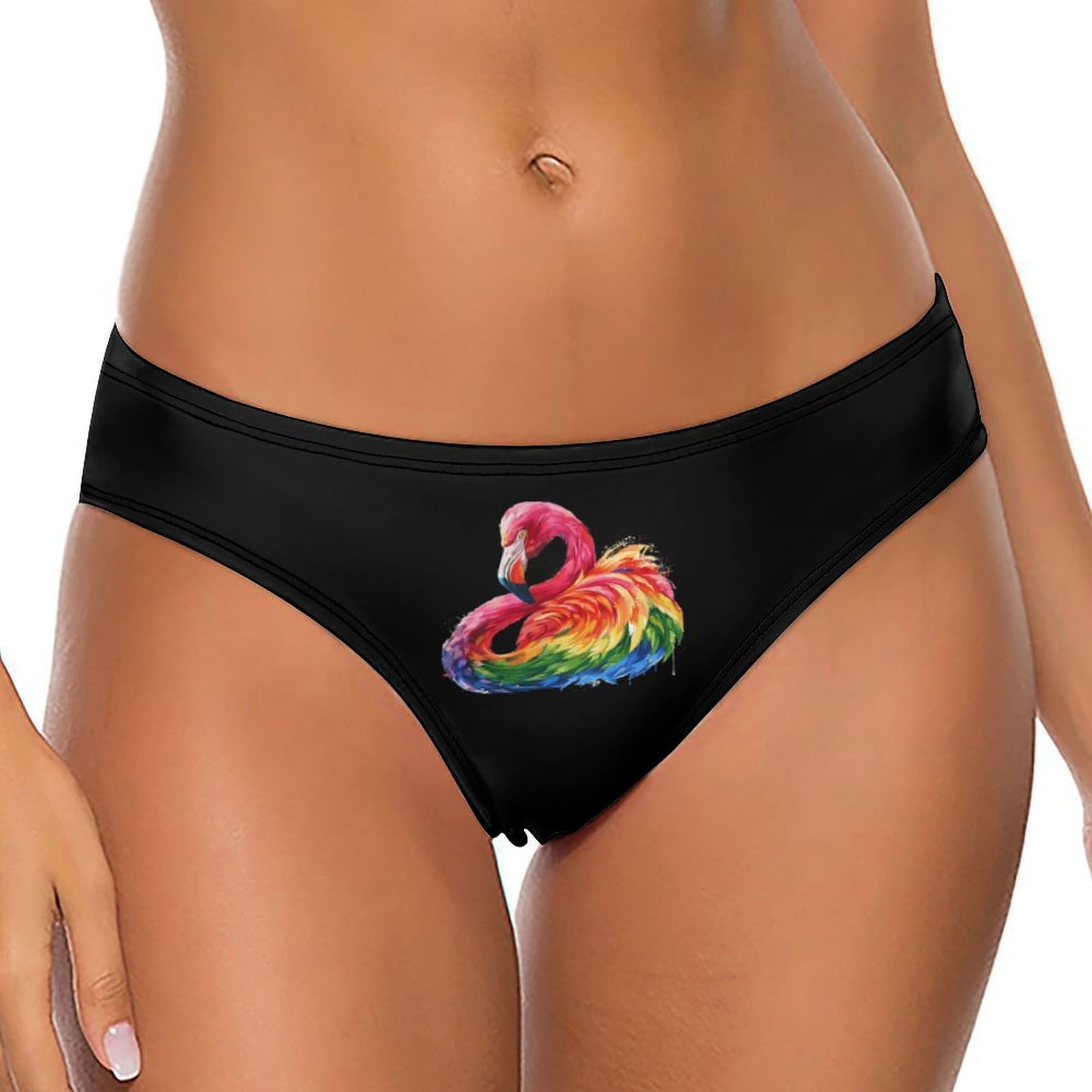 Rainbow Flamingo Women's G-String Thong Underwear T-Back Low Waist Printed Panties