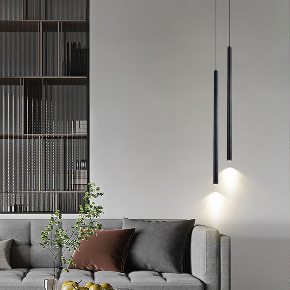 2PCS Hängeleuchte LED Moderne Kronleuchte Minimalistische Design LED Pendelleuchte Aluminium 50CM Deckenleuchte Schwarz für Esszimmer Schlafzimmer Wohnzimmer Restaurant