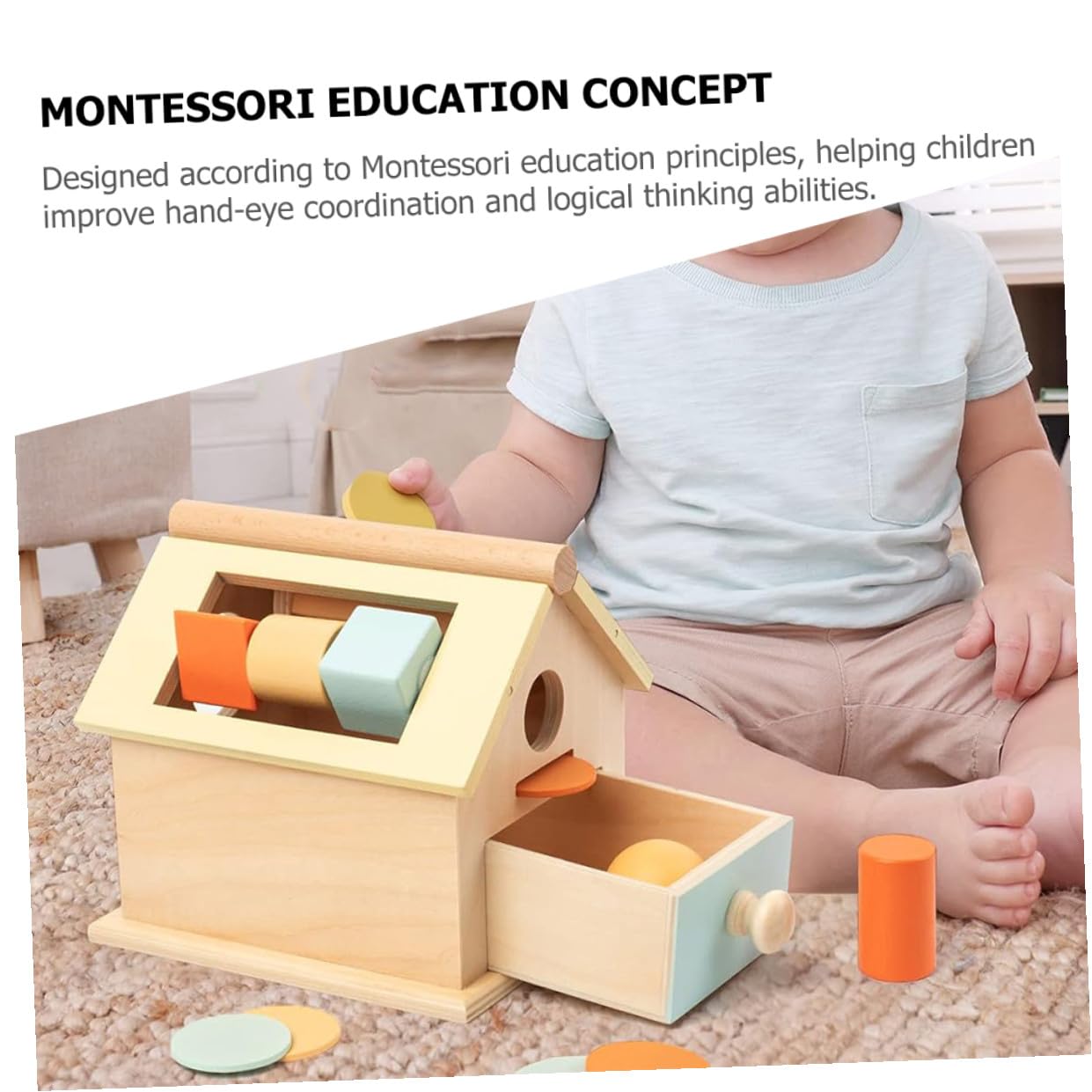Mikikit Juguete Cognitivo Entrenamiento de Coordinación Mano-Ojo de Madera y Pensamiento Lógico para Bebés y Niños de 1 a 3 Años para Educación y Desarrollo