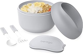 Bentgo Bowl - Insulated Leak-Resistant Bowl with Snack Compartment, Collapsible Utensils and Improved Easy-Grip Design for...