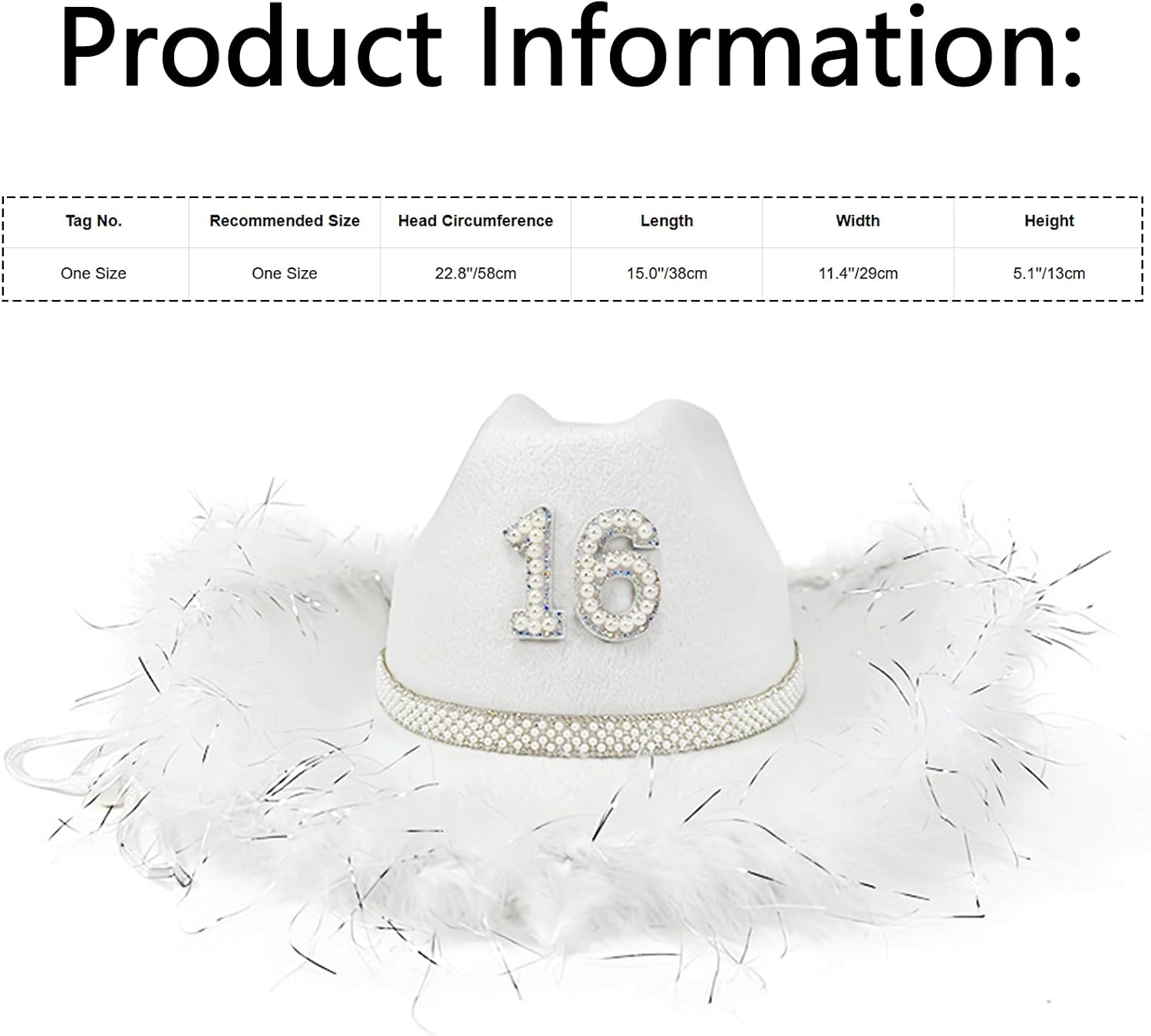 16st Birthday Cowgirl Hats with Plush Wide Brime Disco Cowboy Hat for Masquerade Birthday Gift