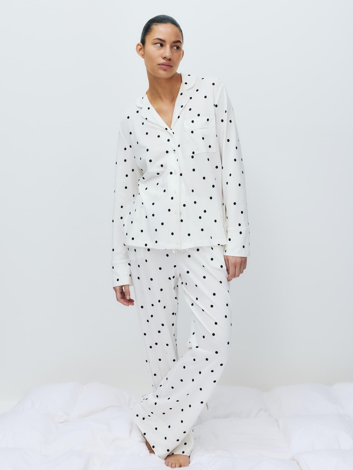 Marks & Spencer Damen Baumwolle Schlafanzug Regular | Ärmellänge: Cap-Ärmel, Rundhalsausschnitt, Zum Reinschlüpfen, Leicht