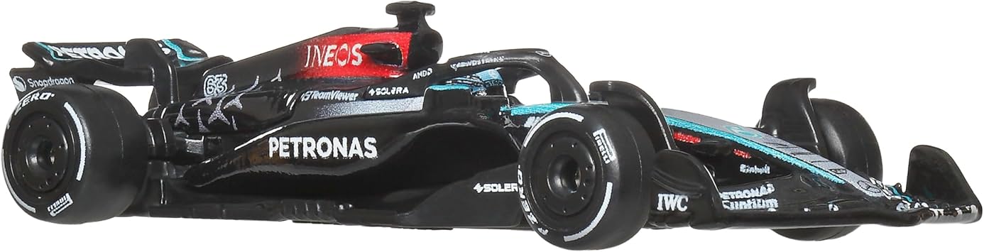 سيارة Hot Wheels Premium Mercedes-AMG PETRONAS Formula 1 2024 Tool Car، مقياس 1:64، طراز سيارة مصبوب معدني، #63