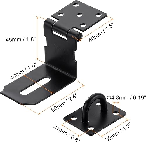 Miniatura 2 de PATIKIL Cerraduras de puerta de 4 pulgadas, cierre de bisagra de acero inoxidable de ángulo recto de 90 grados, cierre de candado, cerrojo con