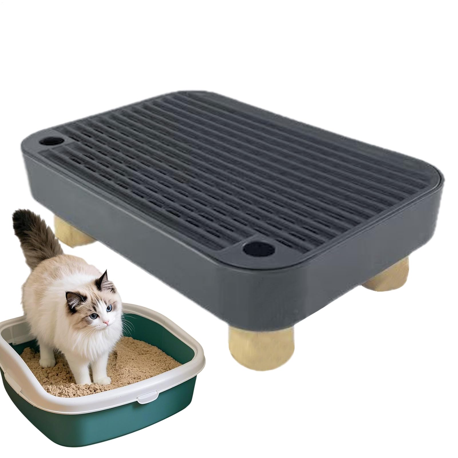 Zyntora Litter Box Step,Filter Function Senior Cat Litter Step | Non-Slip Kitten Poop Box Mat,for Indoor Outdoor Home Living Room Veterinary Dormitory Multi-Pet