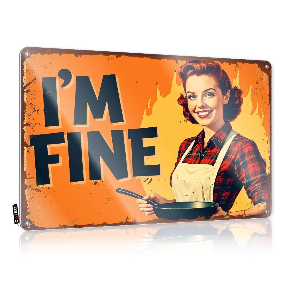 Sujd Colour Tin Tin Sign Rustic Wedding Gift | I'm Fine, Thanks For Asking. Large Metal Wall Decor For Shop Home(30X40cm)