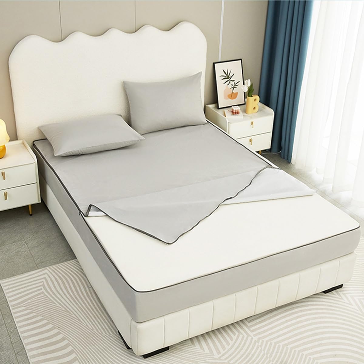 Housse de matelas imperméable, protège-matelas extra profonde, housse complète à fermeture éclair sécurisée à 360°, lavable en machine et facile d'entretien (gris clair, 120 x 200 + 20 cm)