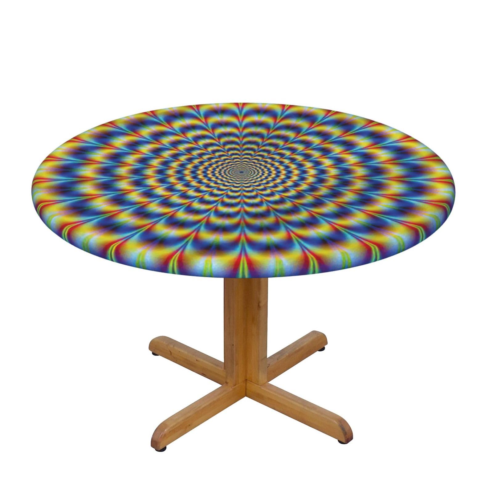 PPHGUT spiral optical illusion gif Print Round Tablecloth Family Table Cover Kitchen Wedding Party Everyday Outdoor