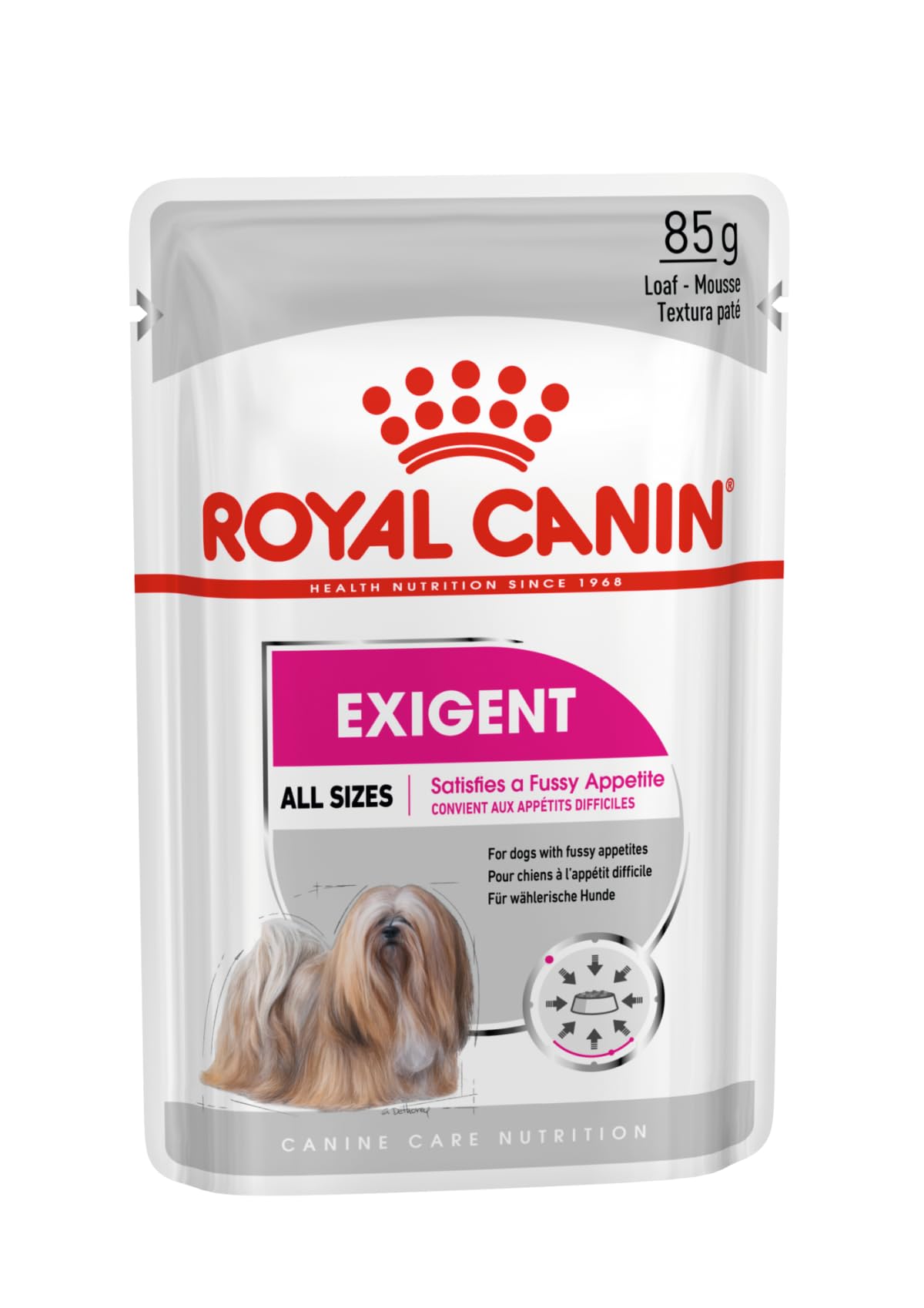 ROYAL CANIN Exigente Mousse | 12 x 85 g | Comida húmeda para Perros Adultos a Partir de los 10 Meses | para Perros exigentes | con proteínas