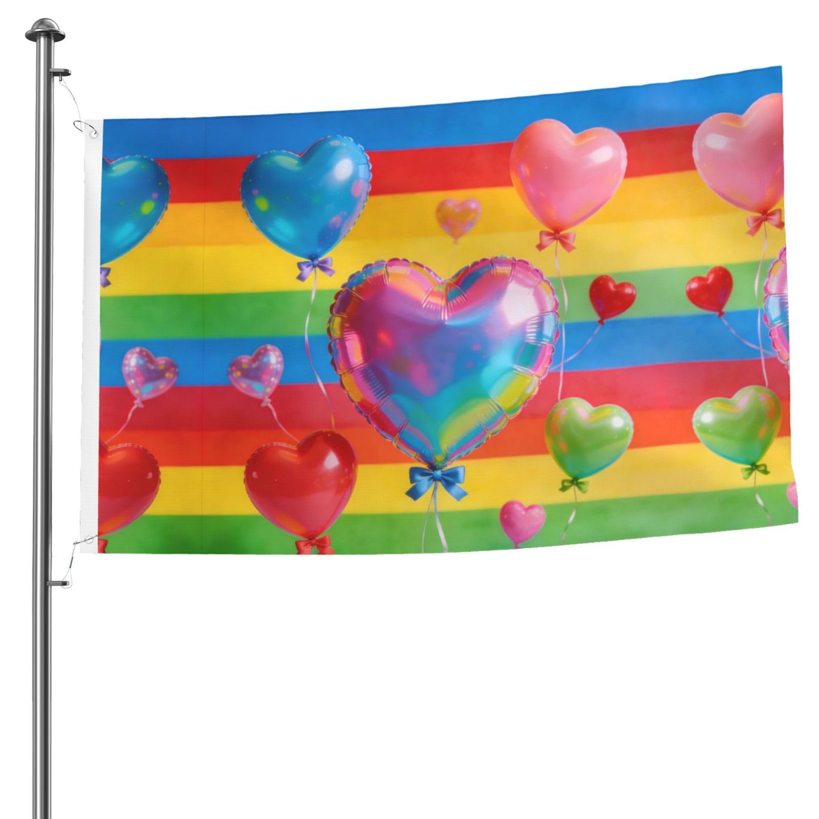 Drapeau extérieur imprimé ballon arc-en-ciel double face pour balcon