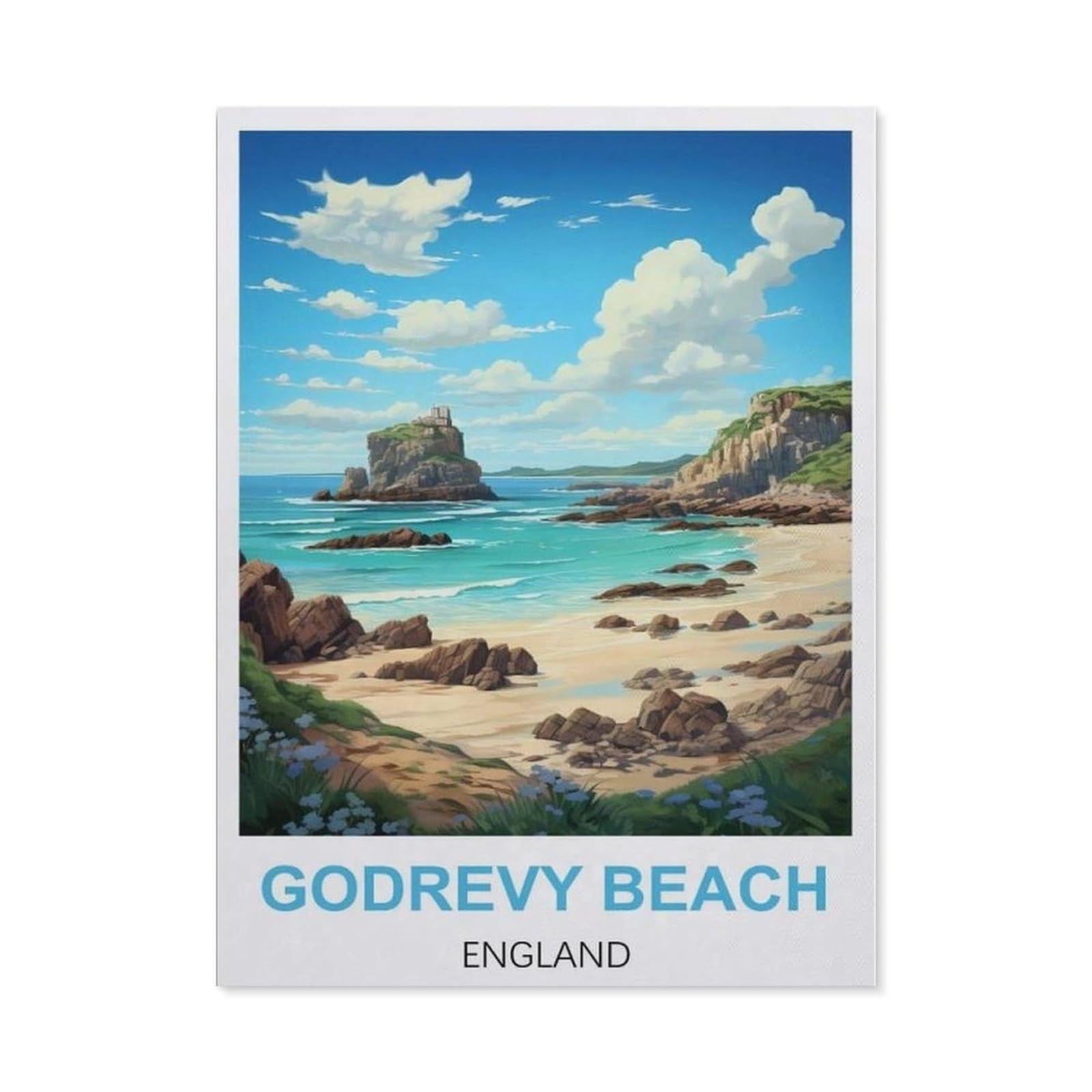 BEAYODKP 5D DIY Diamond Painting，Godrevy Beach England（40 x 50 cm）