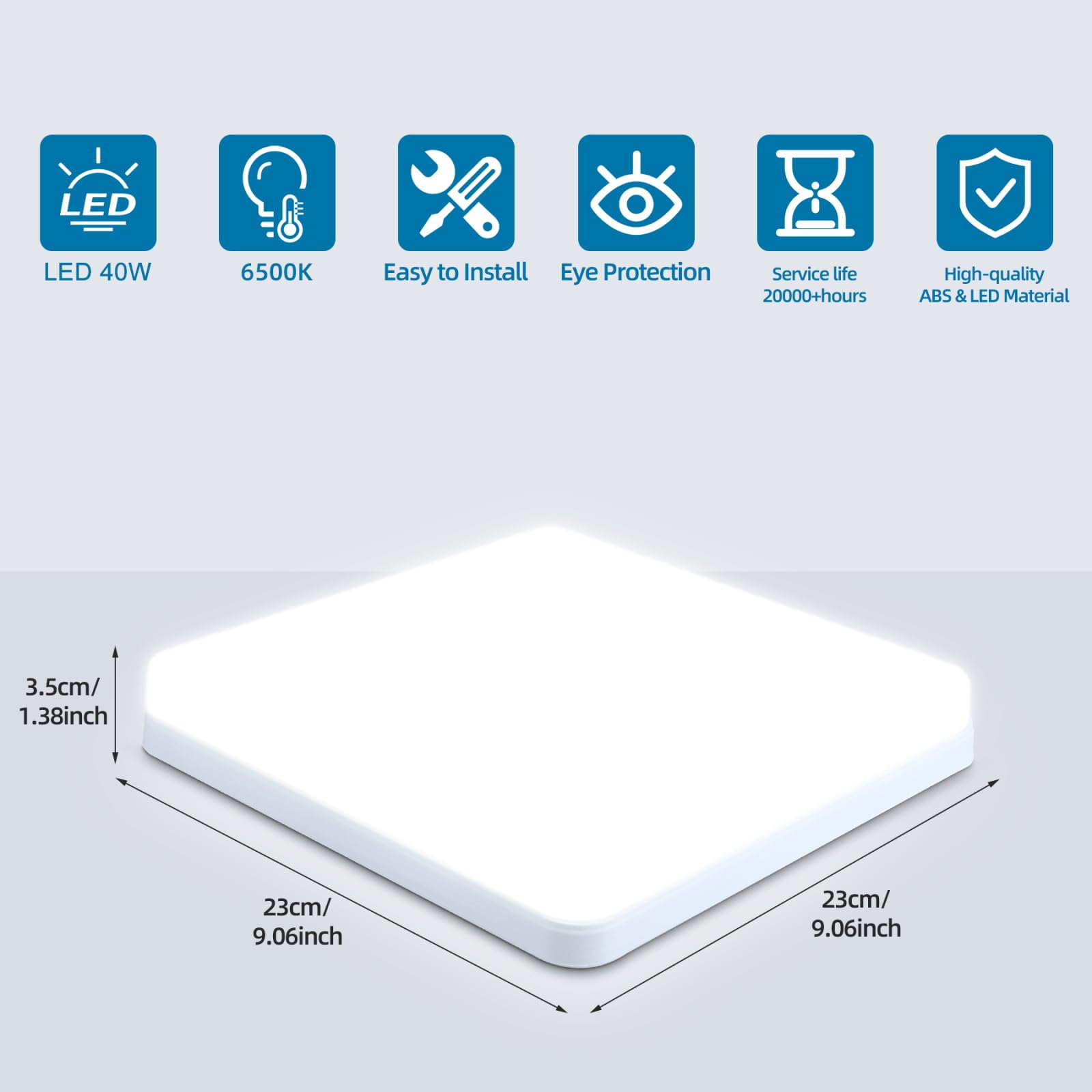 CANMEIJIA Plafonnier Led 36W Luminaire Plafonnier 6500K 3540LM IP44 Plafon Salle de Bain Eclairage De Plafond, Convient Pour Cuisine, Couloir, Chambre à Coucher,23CM