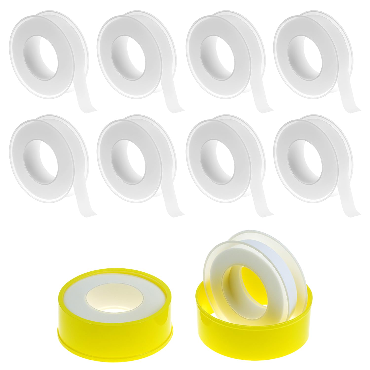 QWORK® 10 Rouleaux Ruban d'Étanchéité en PTFE 15mm x 12m – Joint de Plombier Robuste pour Tuyaux d'Eau, Robinets, Gaz et Raccords Filetés