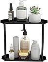 2 Tier Bathroom Counter Organizer, Vanity Organizer Corner Shelf, Skincare, Makeup Countertop Organizers, Kitchen, Bathroom Counter Storage, Black