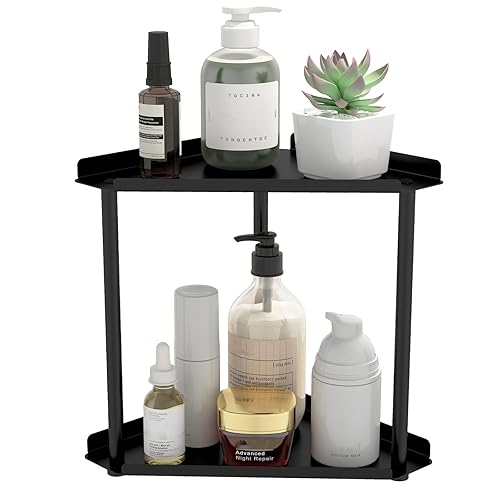2 Tier Bathroom Counter Organizer, Vanity Organizer Corner Shelf, Skincare,