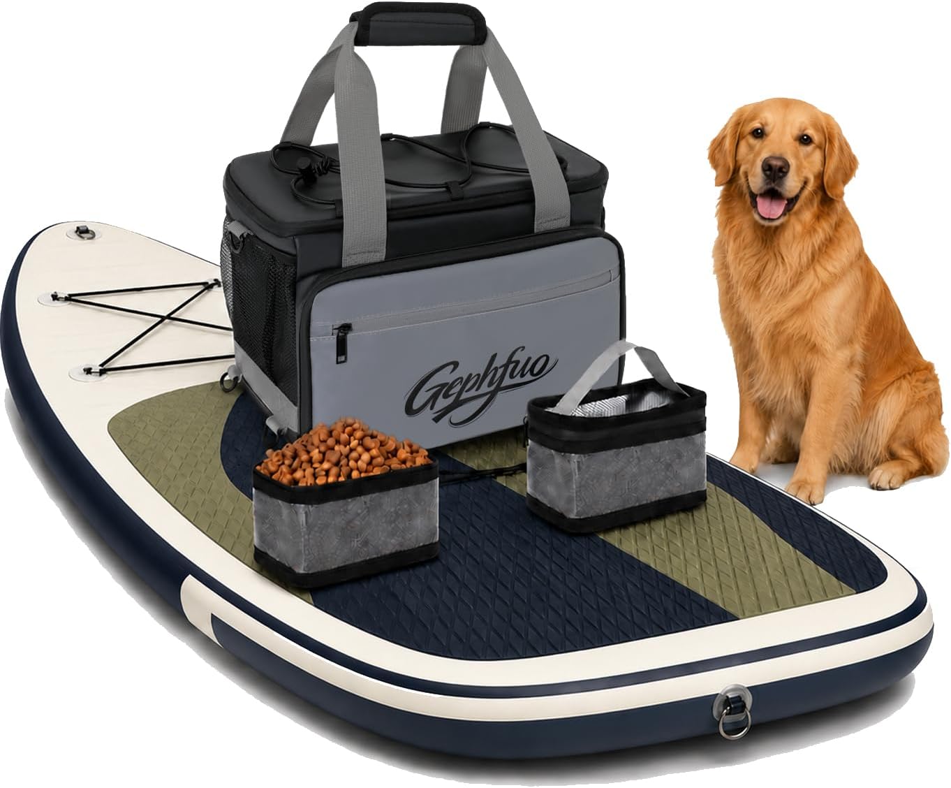Paddle Board Dog Bag with 2 Food Containers, Insulated SUP Cooler Bag | Splash-Resistant Carrying Bag Keeps Dog Food, Snacks and Drinks Organized for Beach, Lake & Paddle Board Trips