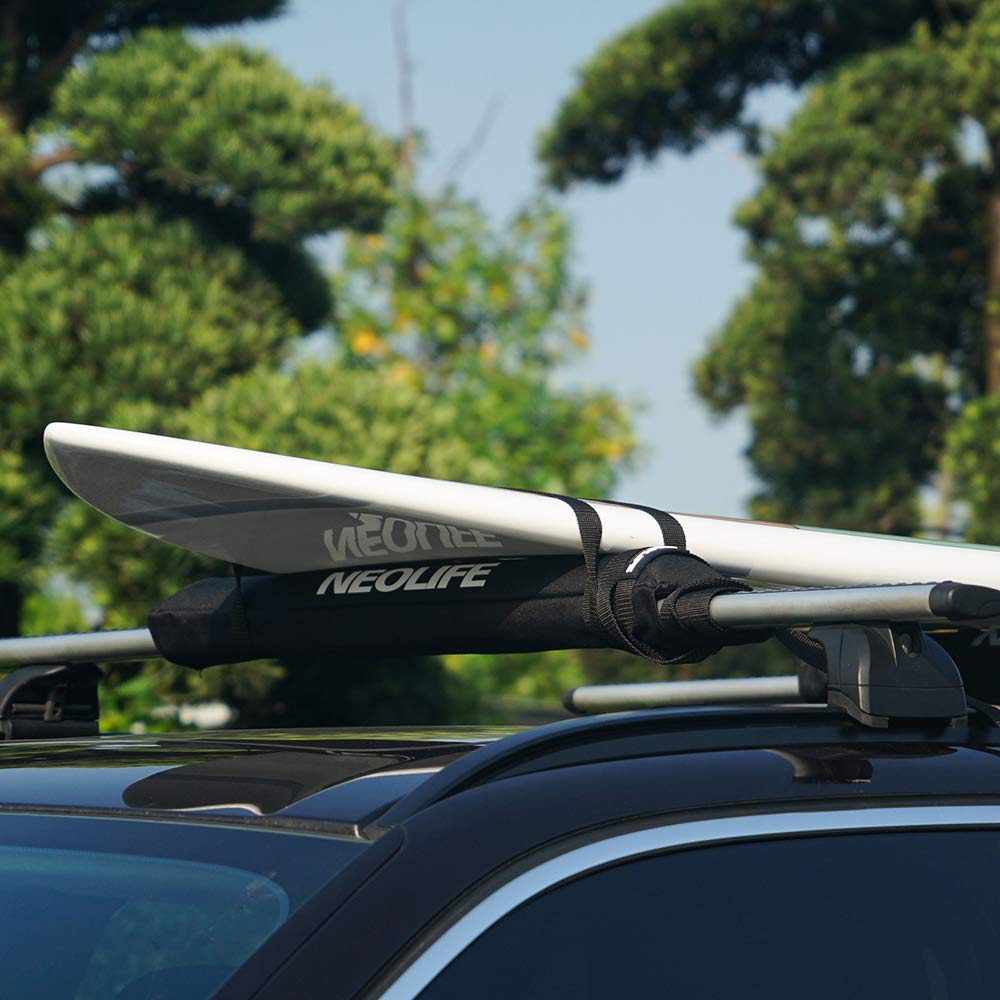 Soft Roof Rack Pads with Two 15 Ft Tie Down Straps for Surfboard, Sup Paddleboard, Snowboard, 28 (Pair) Black